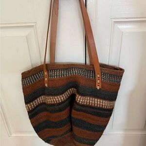 Elegant Brown and Black Striped Hobo Bag